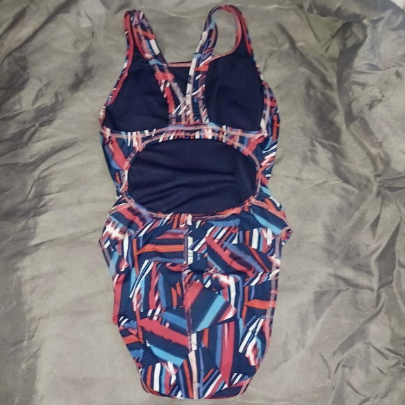 🎄3/$15 Vintage Speedo 1-Piece Patriotic Geo Print Swimsuit - Picture 4 of 5